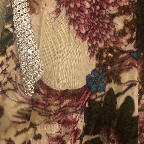 Velvet romper with partial see through fabric. - Picture 5 of 5